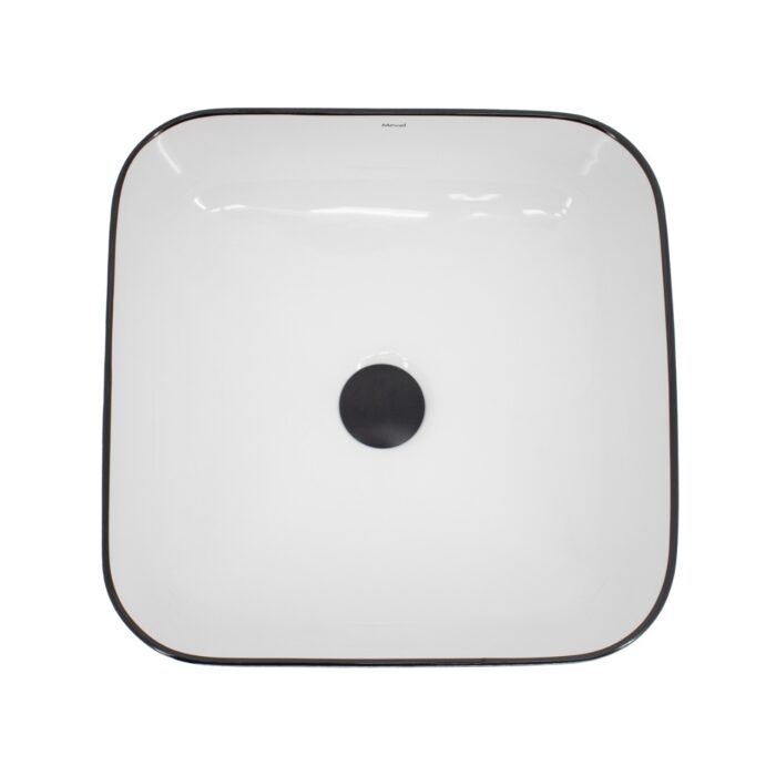 CUBA DE APOIO QUADRADA MV31 38×38 BRANCO C/ BORDA PRETO BRILHO - Imagem 5