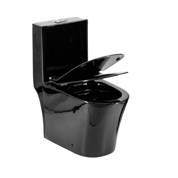 VASO SANITÁRIO CAIXA ACOPLADA REDONDO FLUIR PRETO BRILHO - Imagem 3