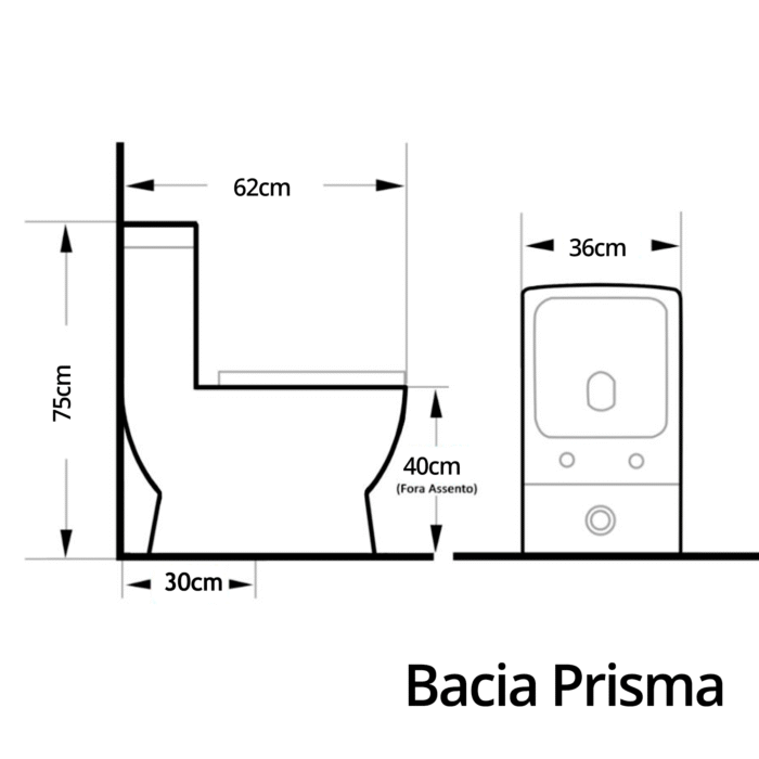 VASO SATÁRIO CAIXA ACOPLADA QUADRADO PRISMA BRANCO - Imagem 4