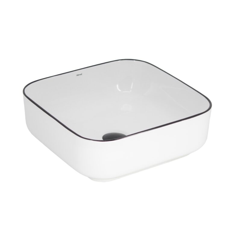 CUBA DE APOIO QUADRADA MV31 38×38 BRANCO C/ BORDA PRETO BRILHO