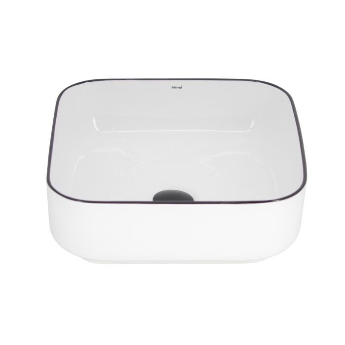CUBA DE APOIO QUADRADA MV31 38×38 BRANCO C/ BORDA PRETO BRILHO - Imagem 3